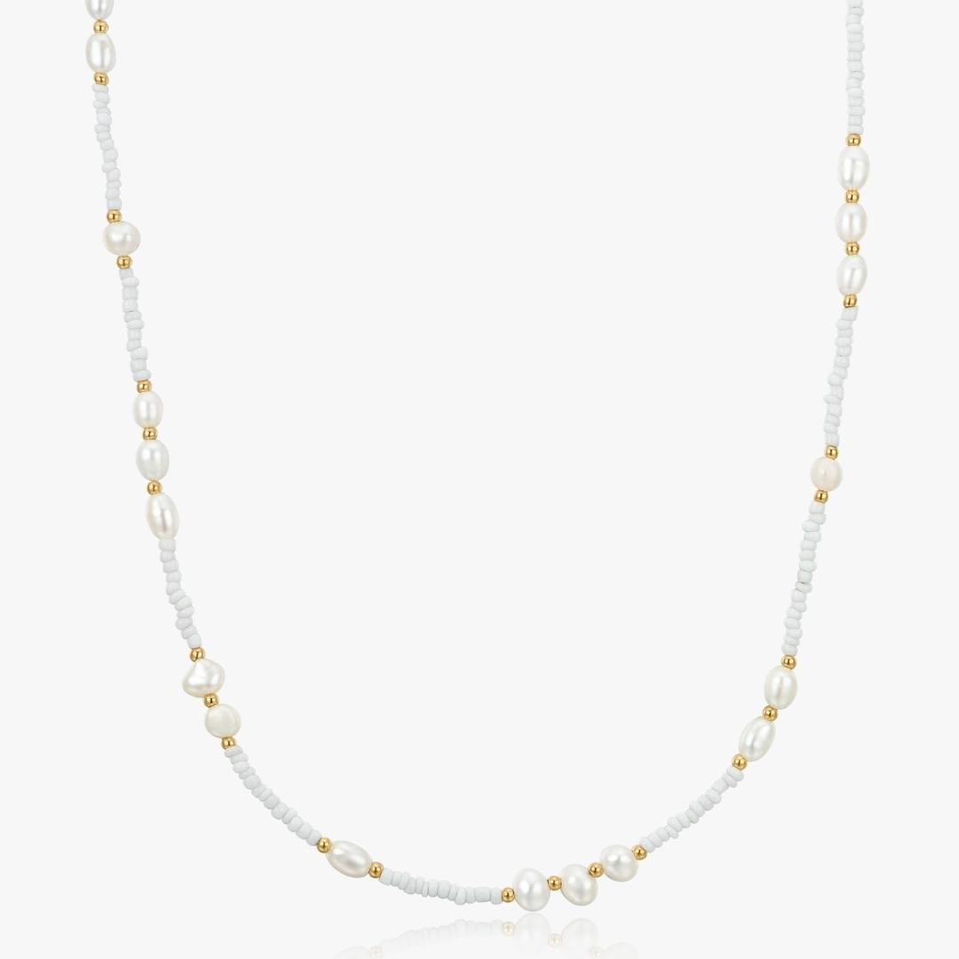 White Beads + Pearls Necklace - Flaire & Co.