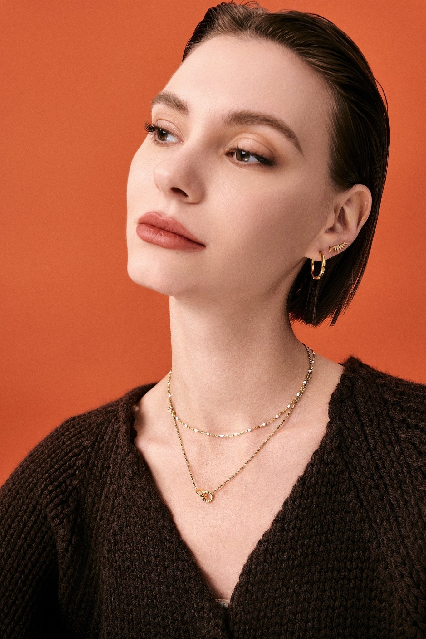 White Enamel Bead Necklace in Gold - Flaire & Co.