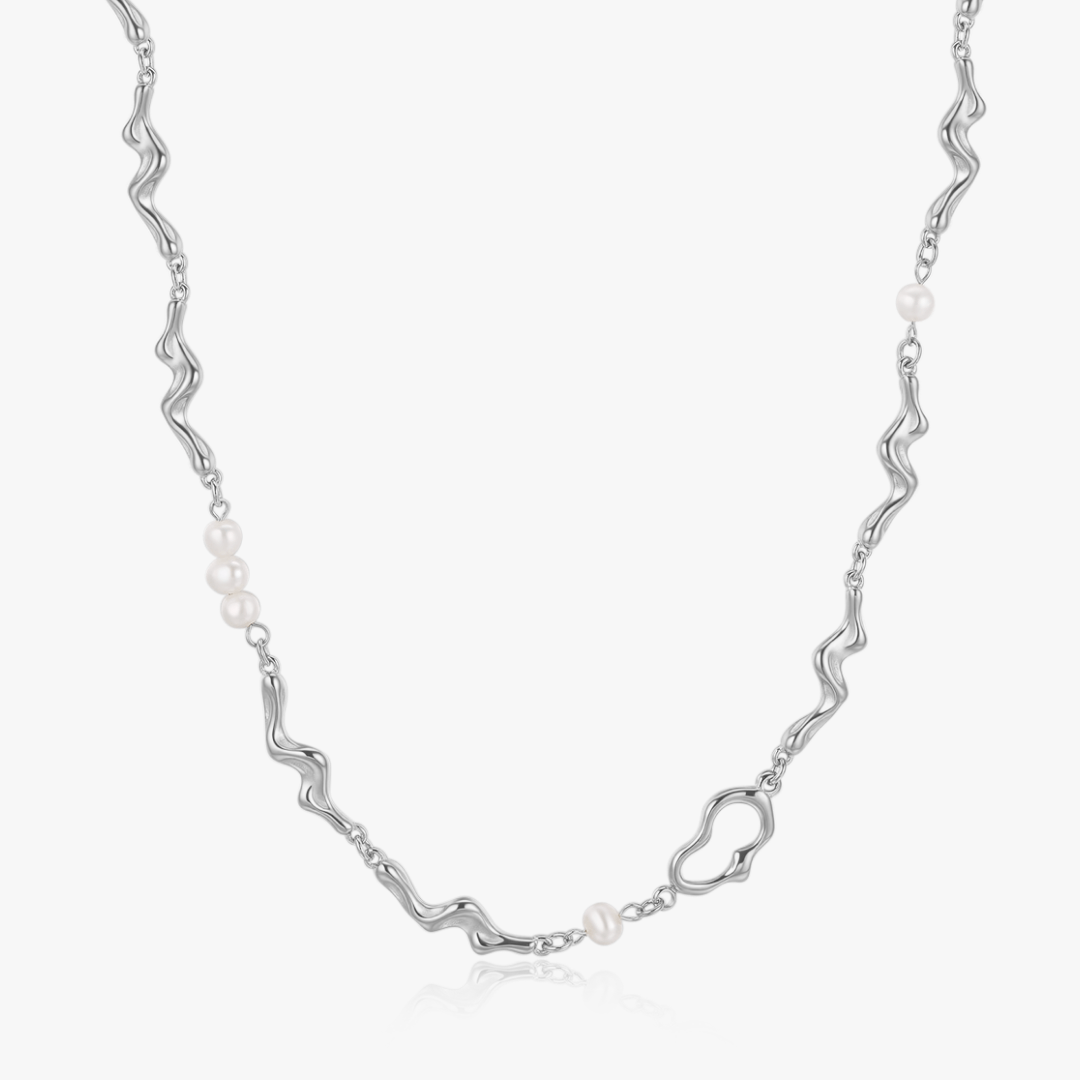 Yara Organic Asymmetrical Pearl Necklace - Flaire & Co.