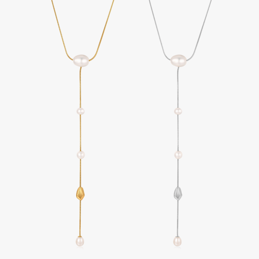 Zoe Lariat Pearl Necklace - Flaire & Co.