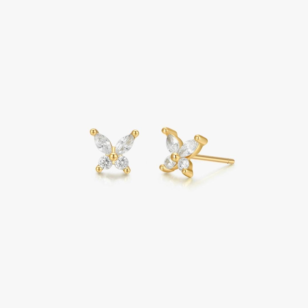 Crystal Butterfly Studs in Gold
