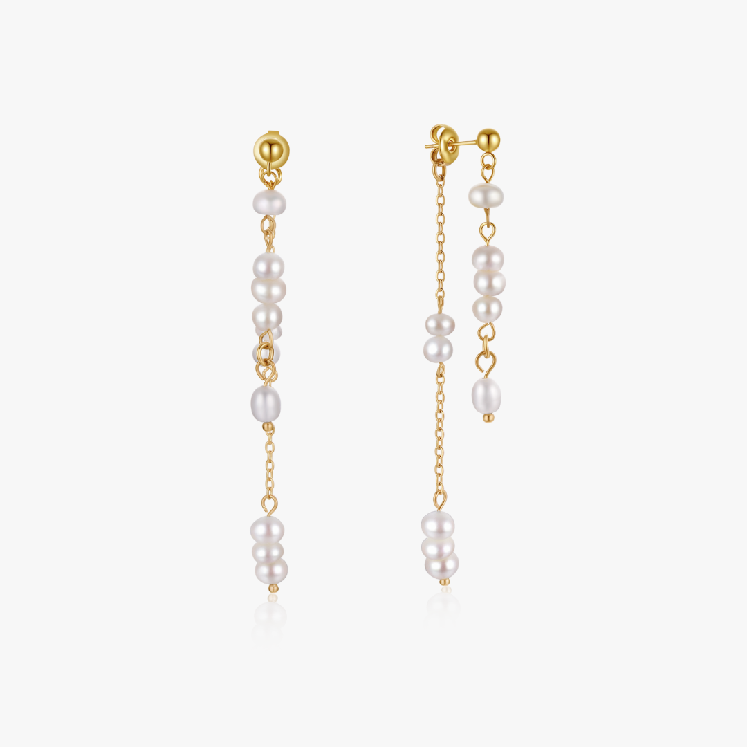 Amber Dangling Pearl Earrings