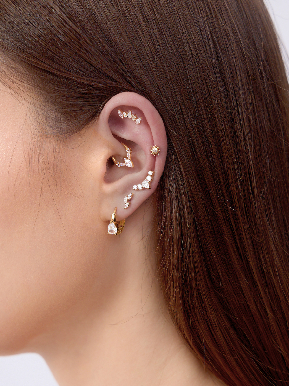 Trio Leaf Gem Flat Back Stud (Single)