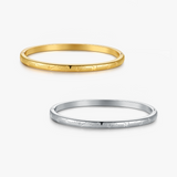 Butterfly Stacker Cuff Bangle Bracelet featuring slim, hinged design with butterfly motifs, available in gold and silver tones, water safe, hypoallergenic, and anti-tarnish.
