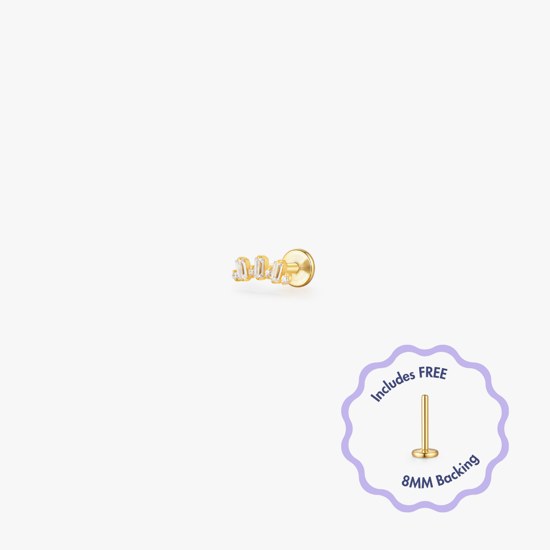 Mini Crown Titanium Flat Back Stud (Single)