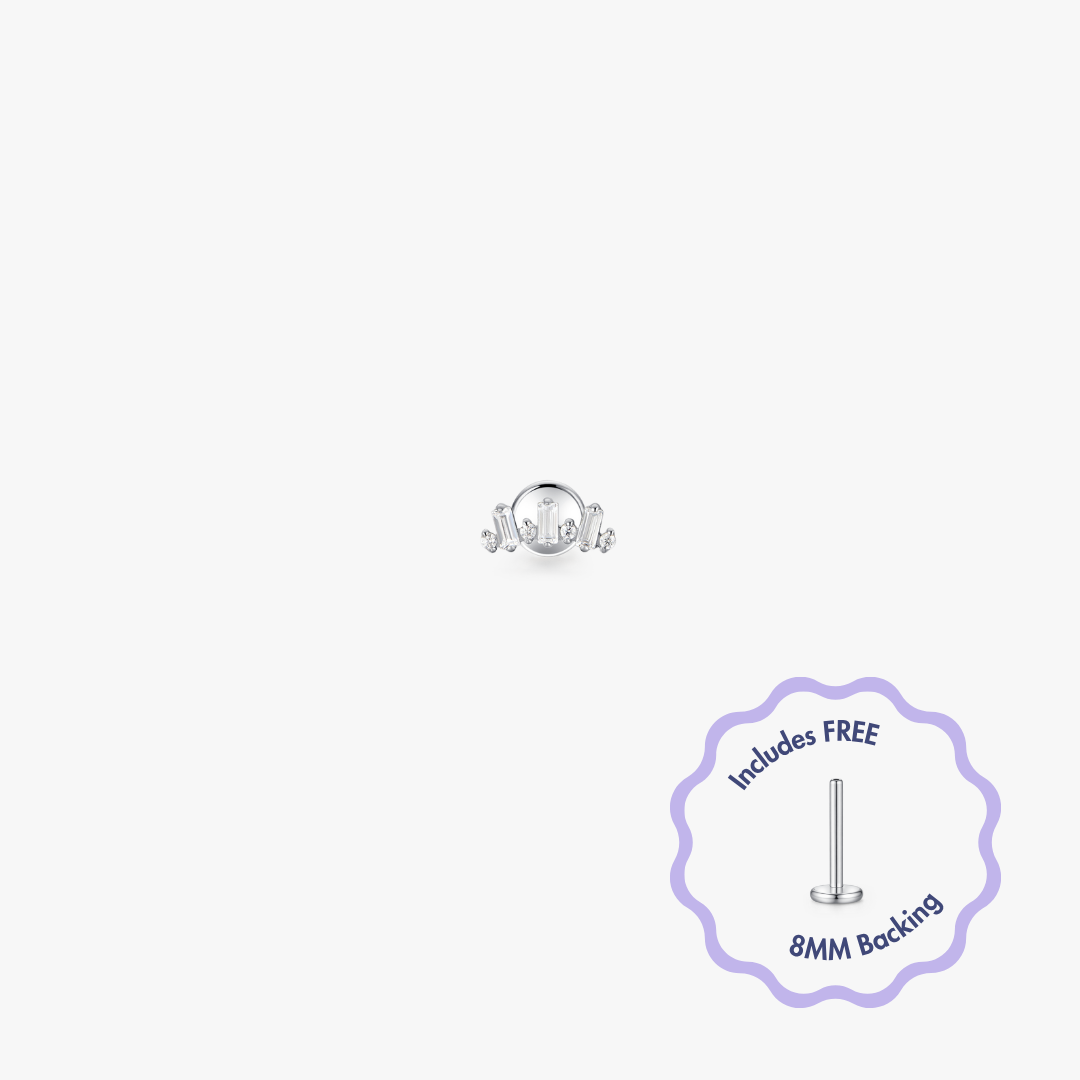 Mini Crown Titanium Flat Back Stud (Single)