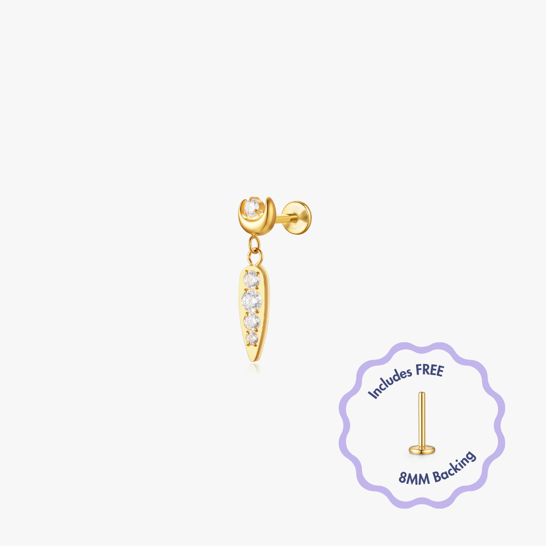 Moonlight Titanium Flat Back Stud (Single)