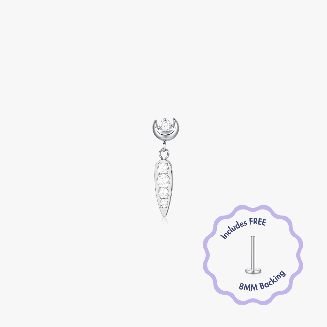 Moonlight Titanium Flat Back Stud (Single)