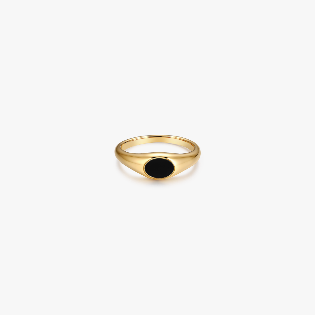 Denise Black Agate Signet Ring