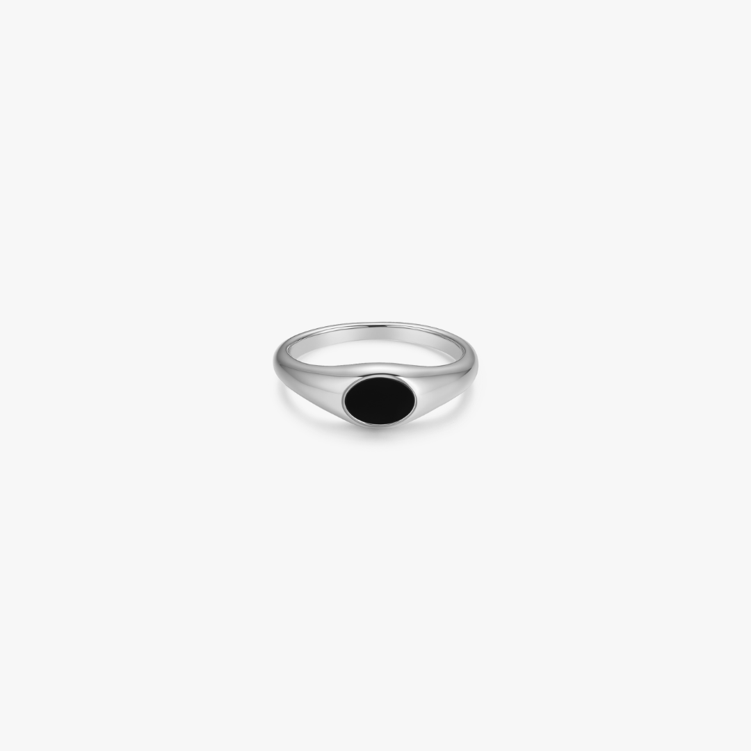 Denise Black Agate Signet Ring
