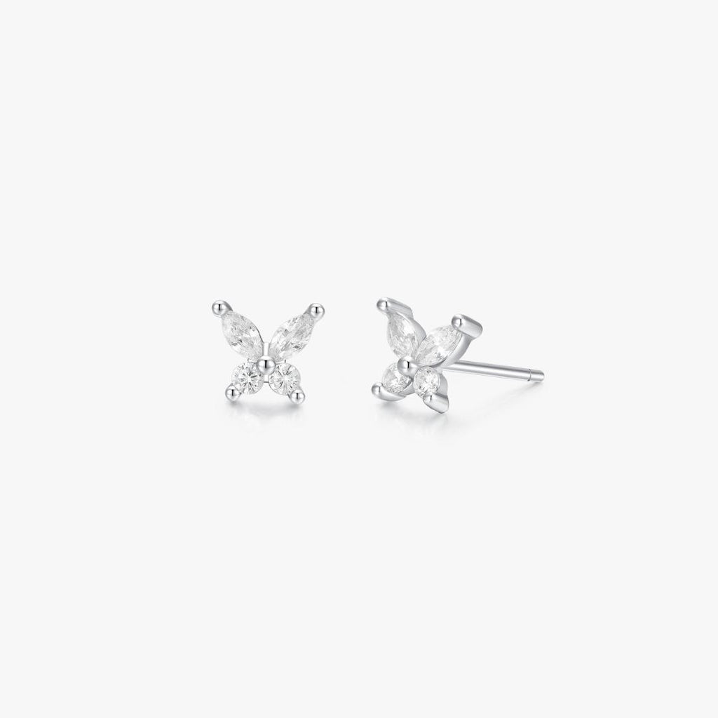 Crystal Butterfly Studs in Silver