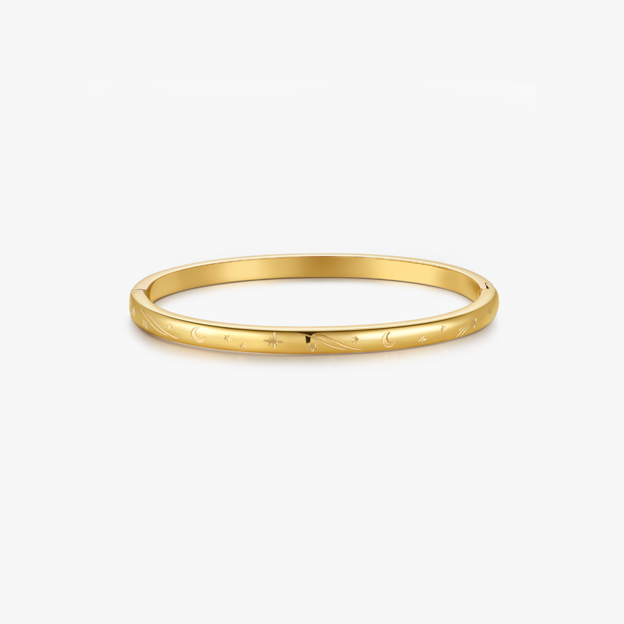 Night Sky Stacker Cuff Bangle Bracelet in gold