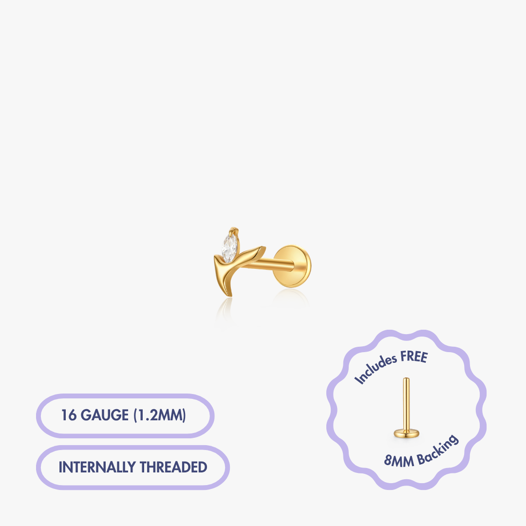 Paradise Gem Titanium Flat Back Stud (Single)