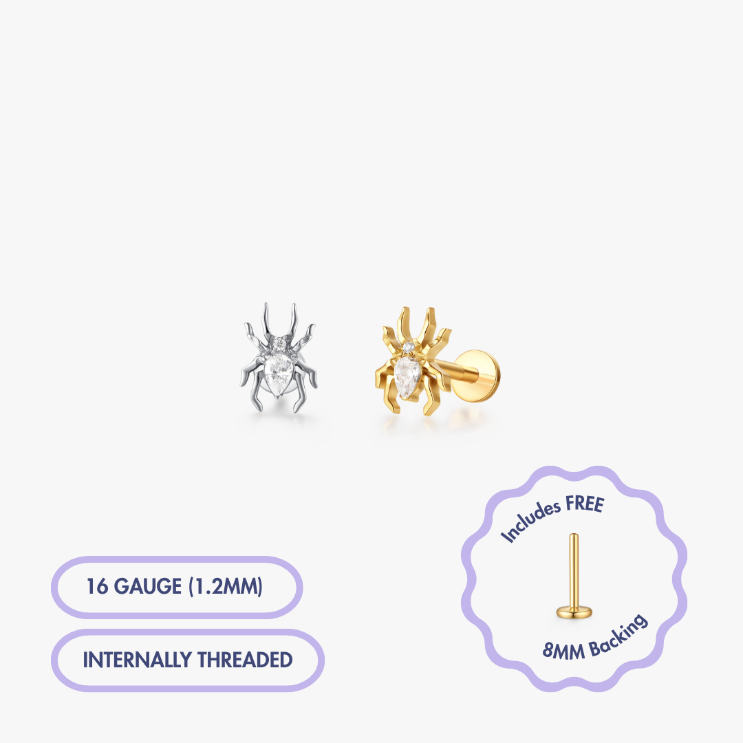 Spider Gem Titanium Flat Back Stud (Single)