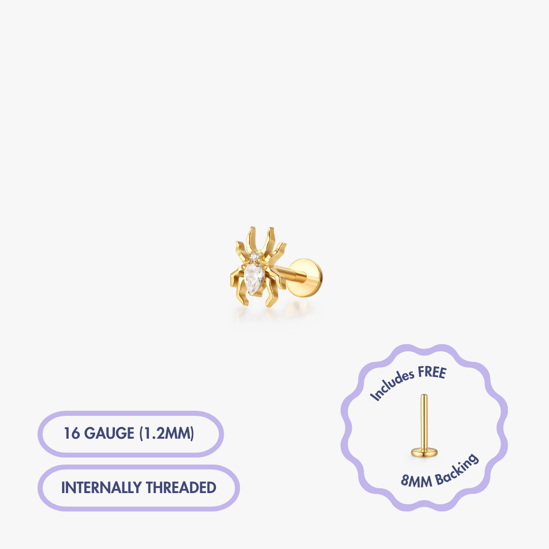 Spider Gem Titanium Flat Back Stud (Single)