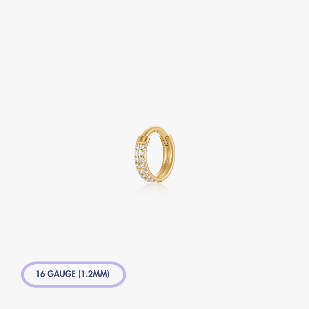 Double Stacked Pave Gem Titanium Clicker Hoop (Single)