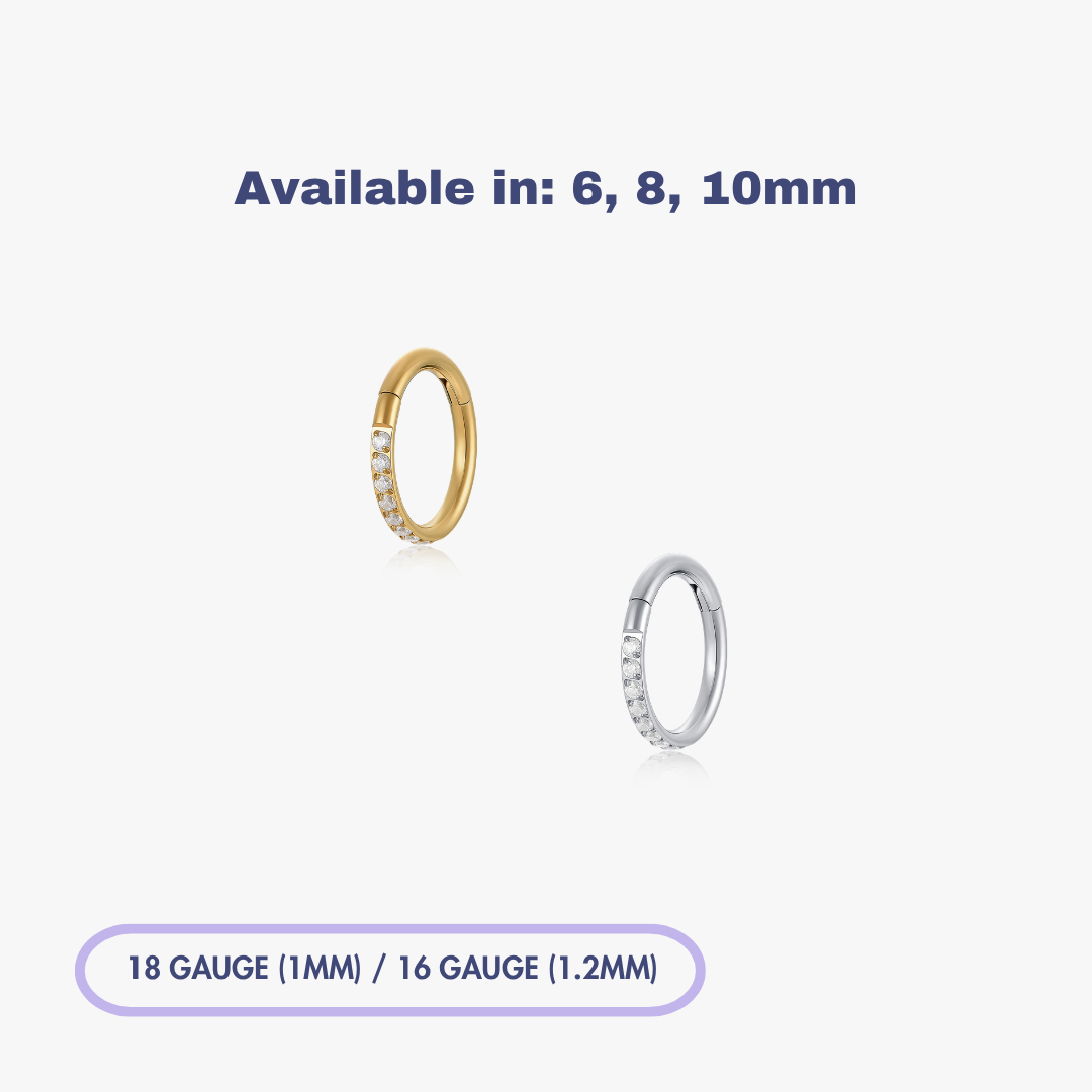 Pave Front Gem Titanium Clicker Hoop (Single)