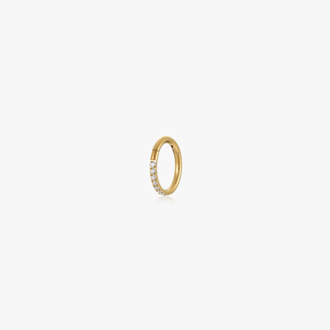 Pave Front Gem Titanium Clicker Hoop (Single)