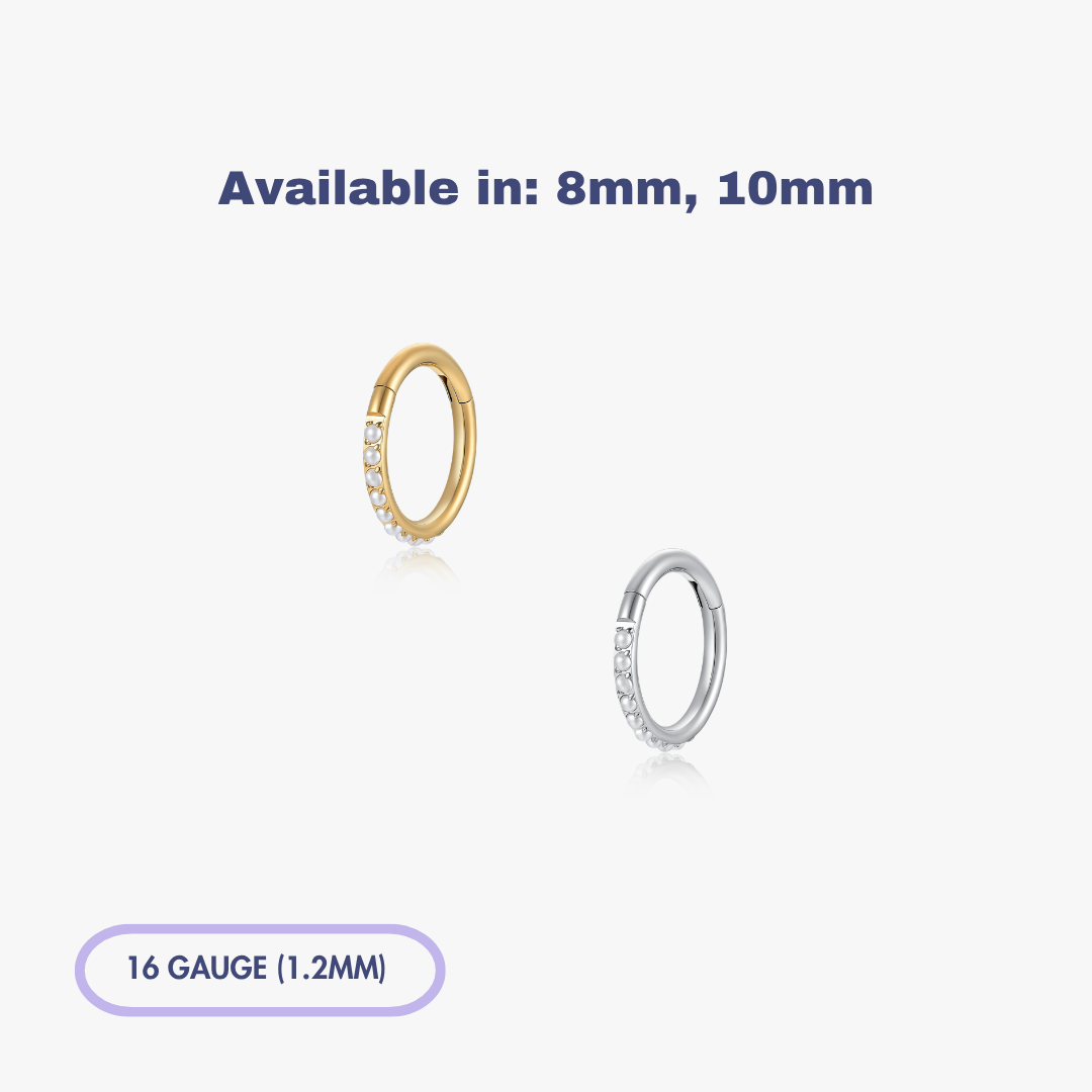 Pearl Gem Titanium Clicker Hoop (Single)