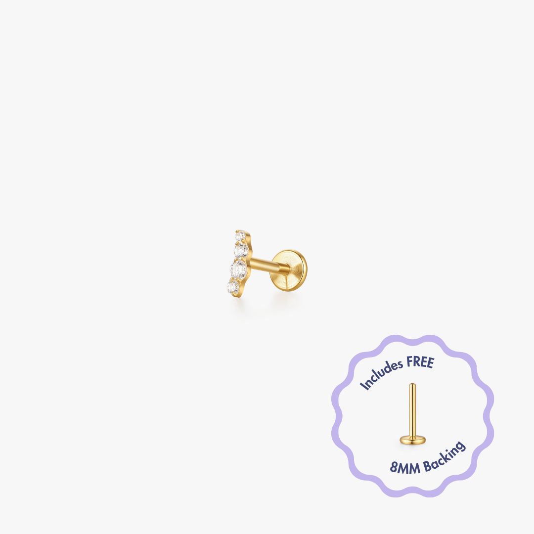 Alina Titanium Flat Back Stud (Single) - Flaire & Co.