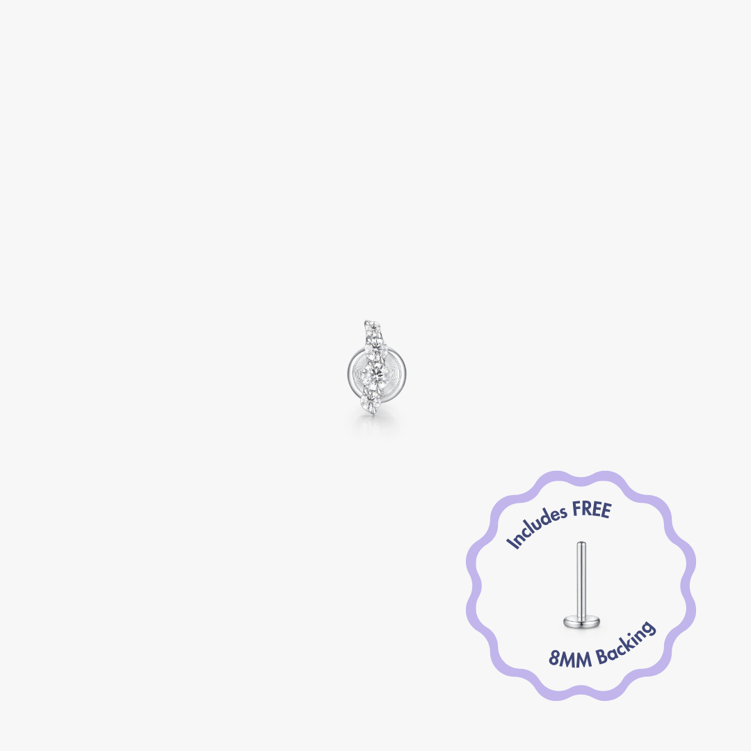 Alina Titanium Flat Back Stud (Single) - Flaire & Co.