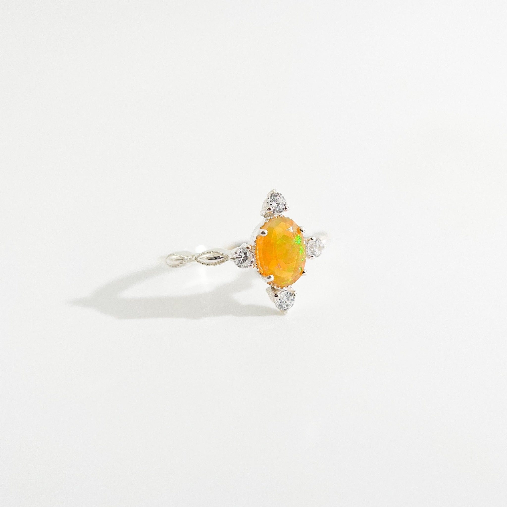 Amaya Orange Opal Sterling Silver Ring - Flaire & Co.
