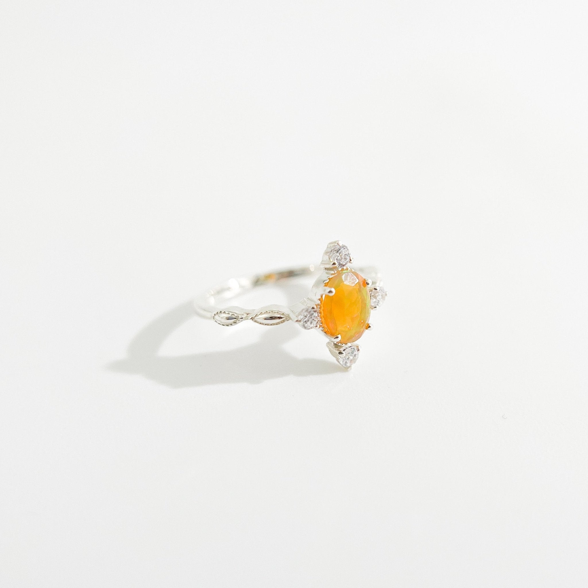 Amaya Orange Opal Sterling Silver Ring - Flaire & Co.