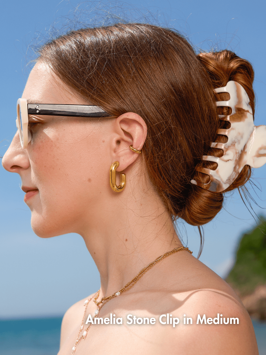 Amelia Claw Clip in Stone (2 Sizes) - Flaire & Co.