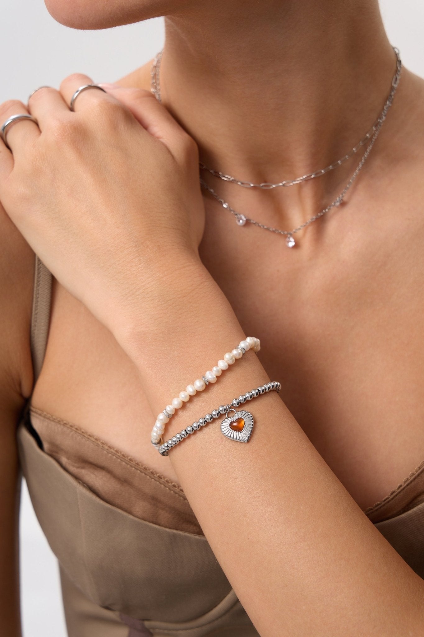 Beaded Sunburst Heart Bracelet - Flaire & Co.