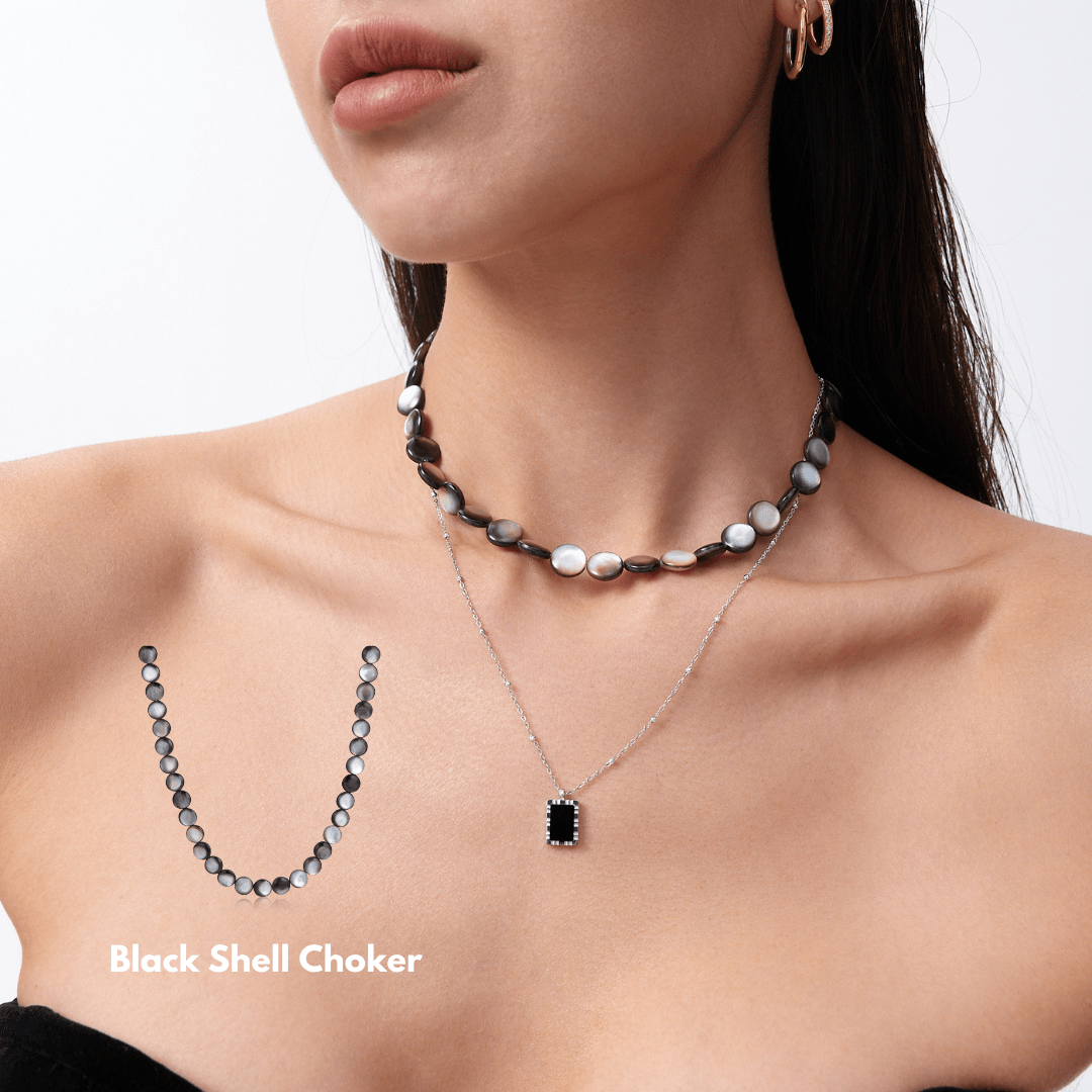 Black Shell Necklacee - Flaire & Co.