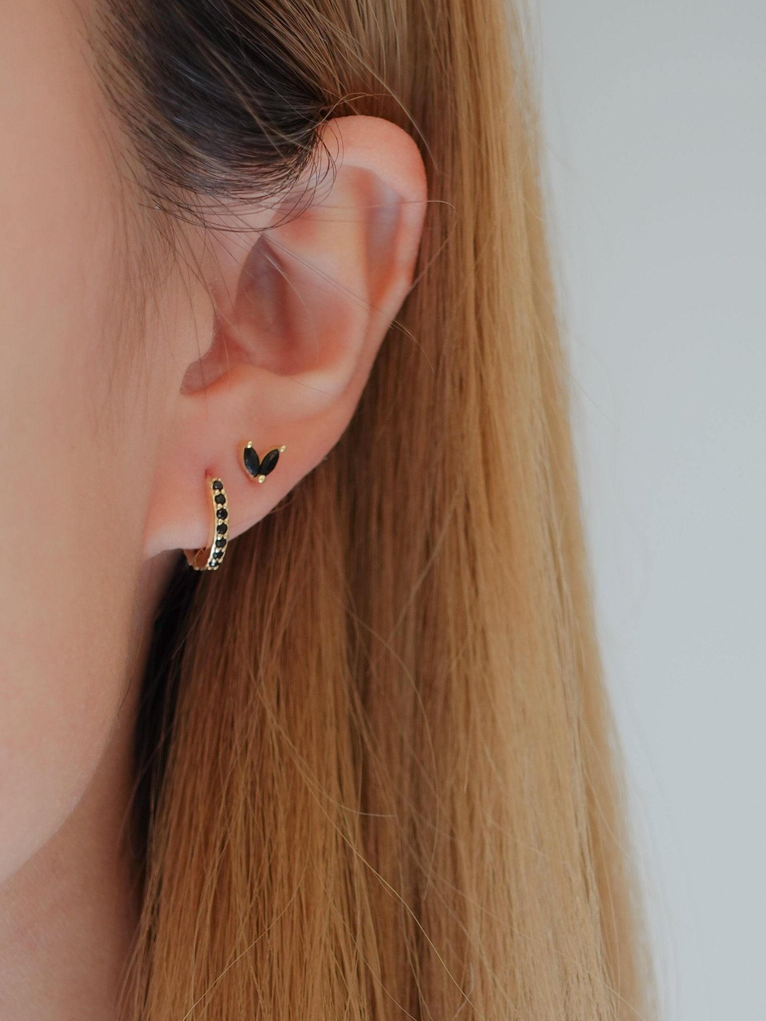 Black Sprout Sterling Studs in Gold - Flaire & Co.