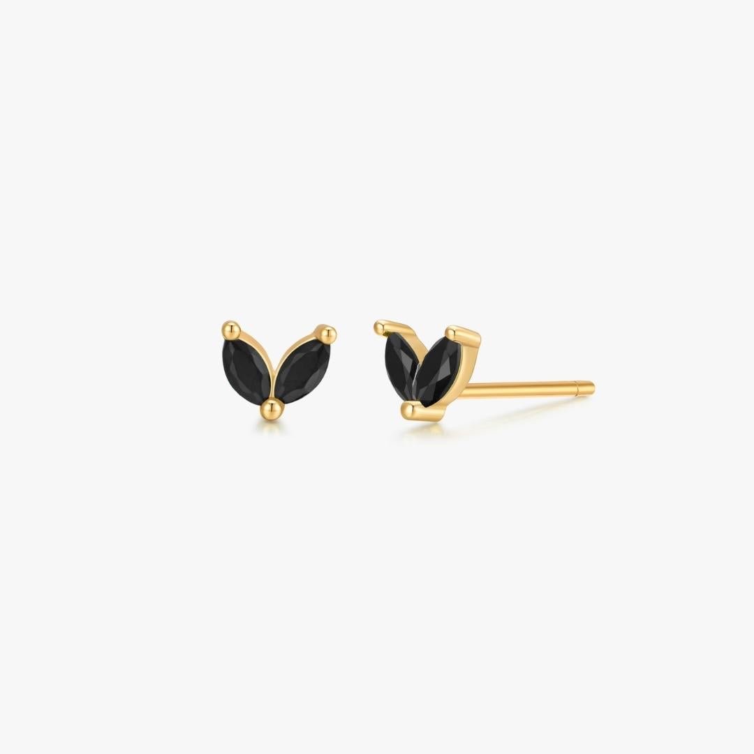 Black Sprout Sterling Studs in Gold - Flaire & Co.