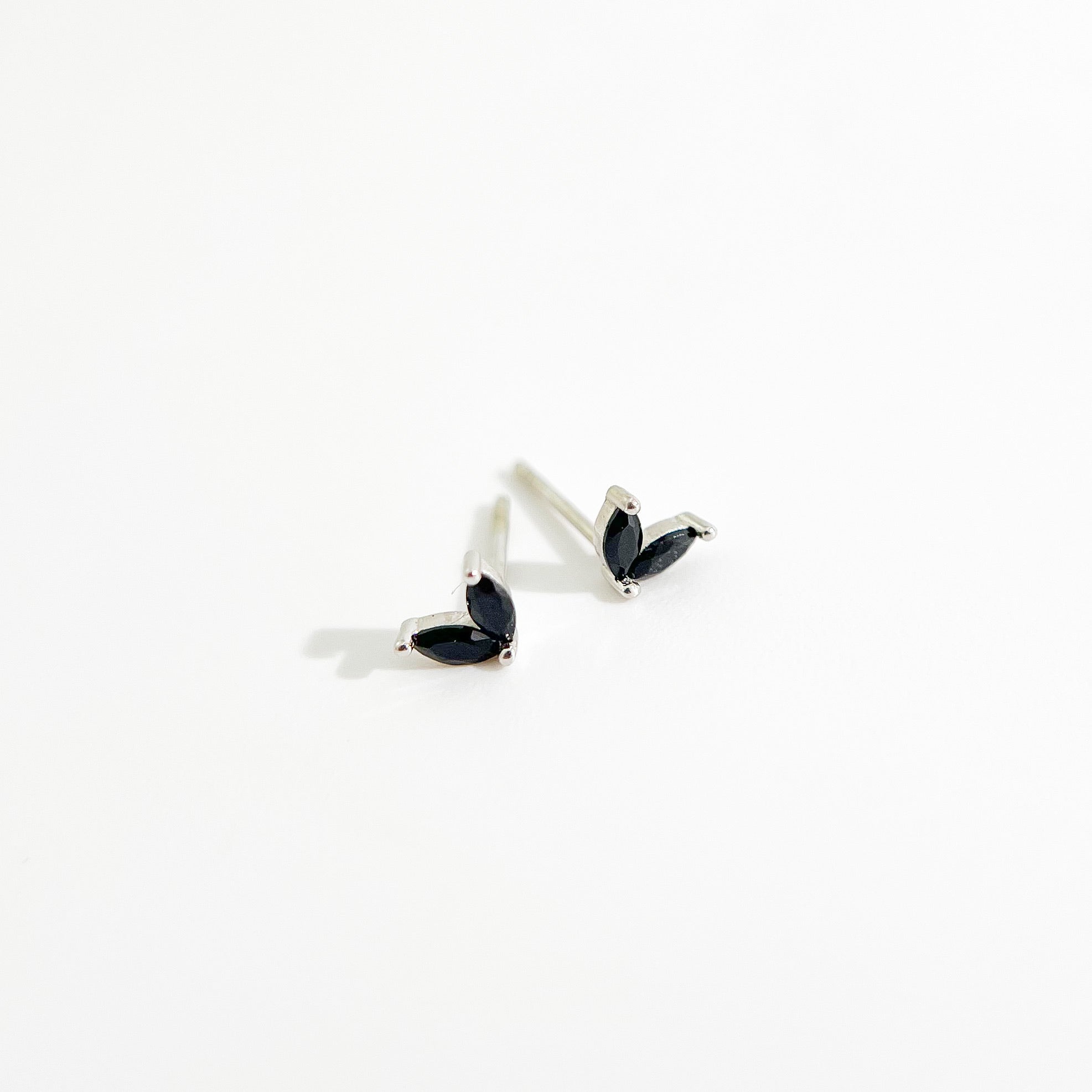 Black Sprout Sterling Studs in Silver - Flaire & Co.