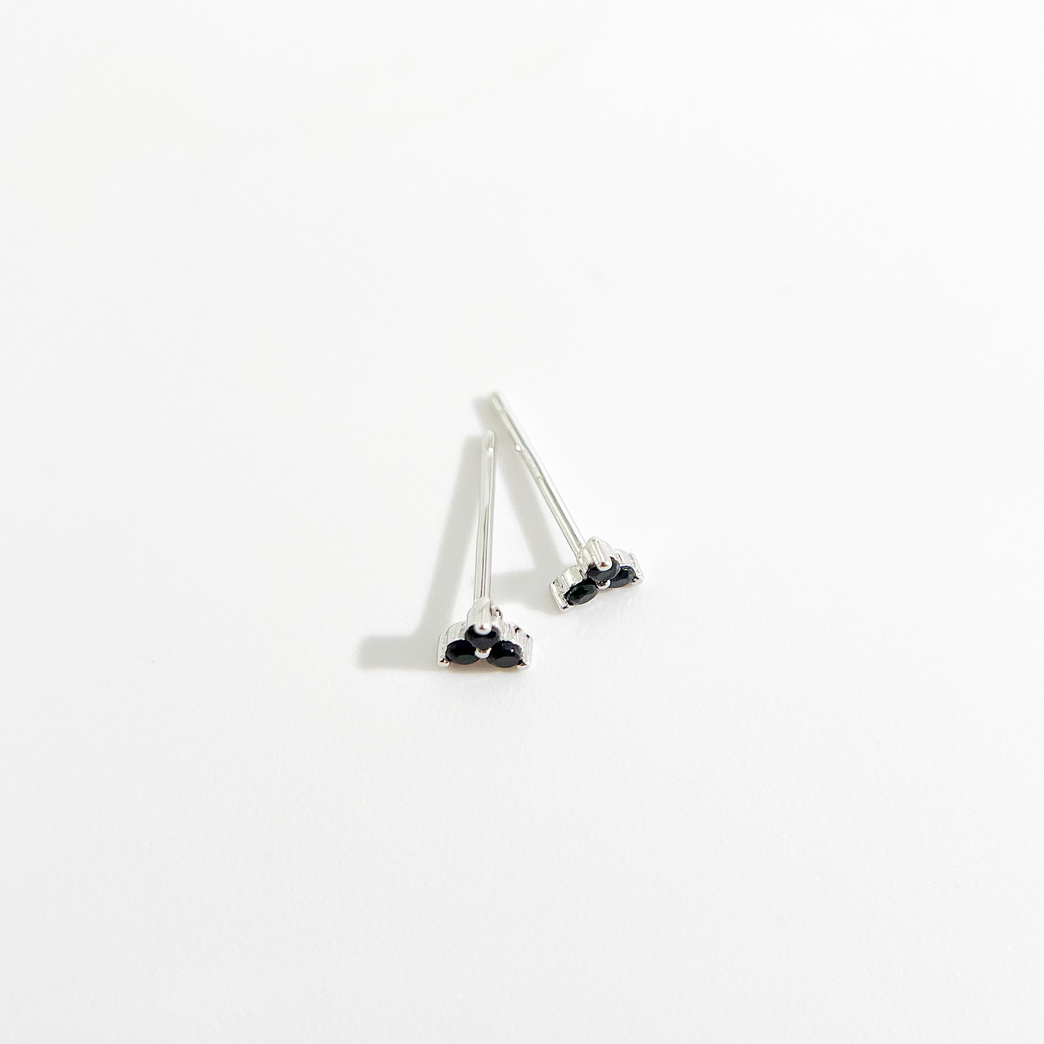 Black Twinkle Sterling Studs in Silver - Flaire & Co.
