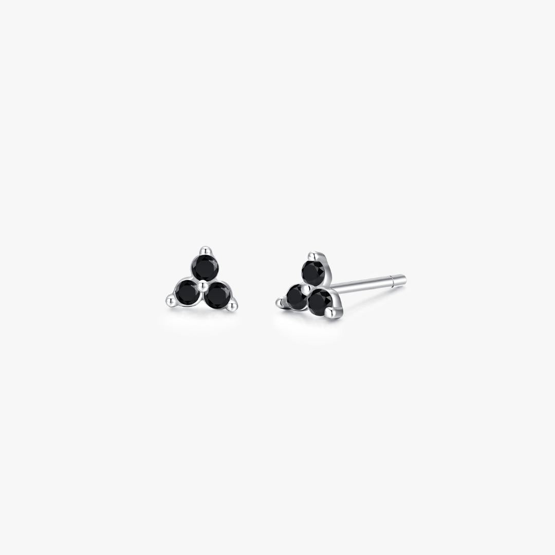 Black Twinkle Sterling Studs in Silver - Flaire & Co.