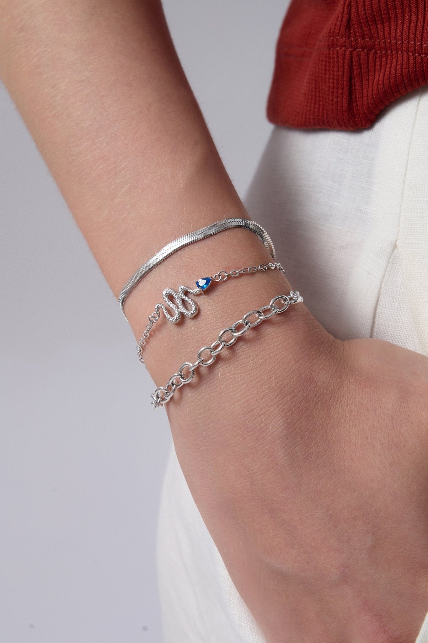 Blue Gem Snake Bracelet - Flaire & Co.
