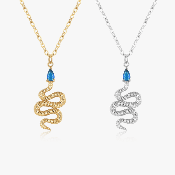Blue Gem Snake Necklace - Flaire & Co.