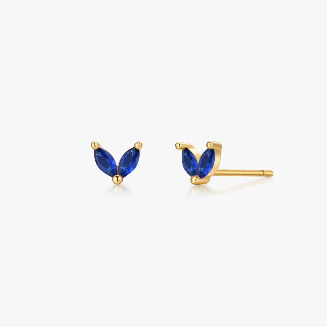 Blue Sprout Sterling Studs in Gold - Flaire & Co.