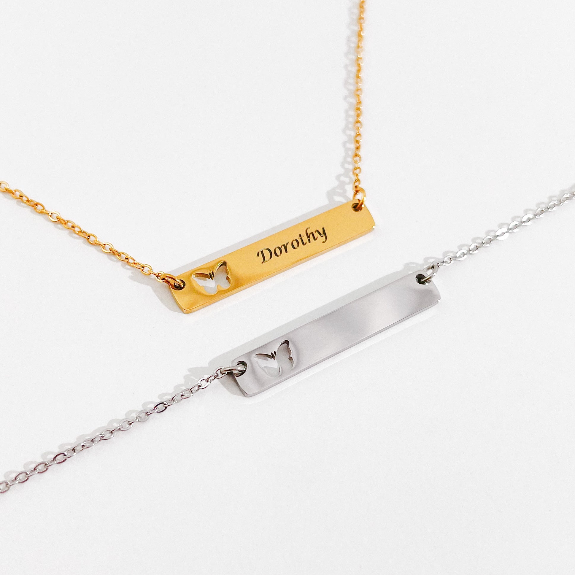 Butterfly Bar Necklace in Gold + Silver - Flaire & Co.