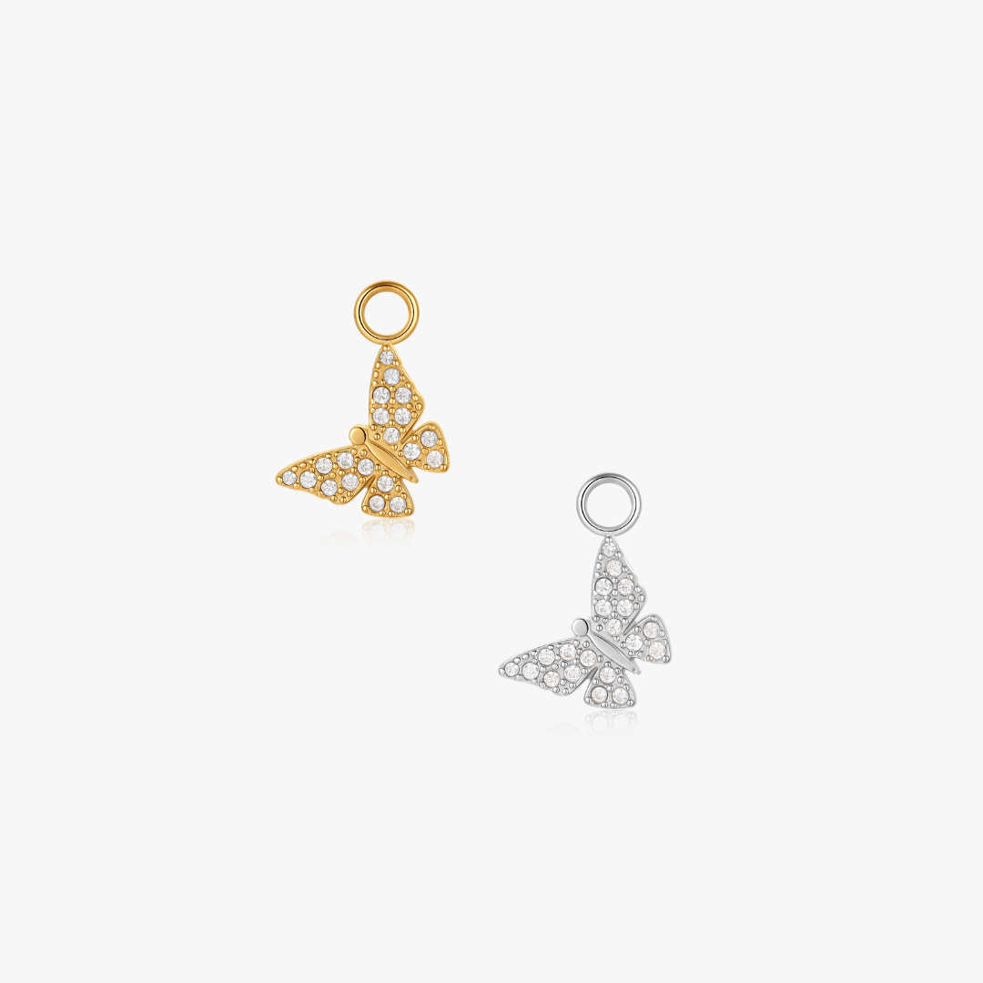 Butterfly Pave Hoop Charm (Single) - Flaire & Co.
