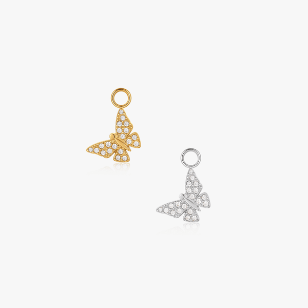 Butterfly Pave Hoop Charm (Single) - Flaire & Co.
