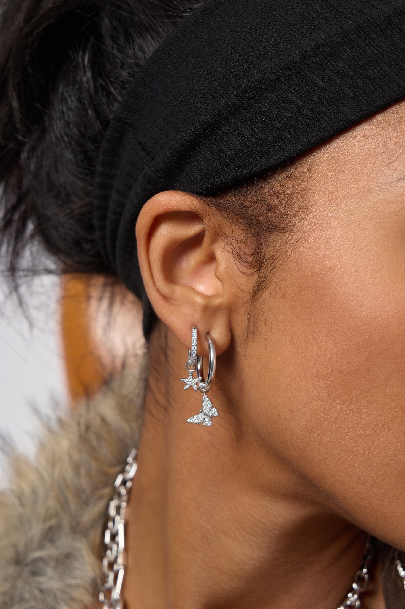 Butterfly Pave Hoop Charm (Single) - Flaire & Co.