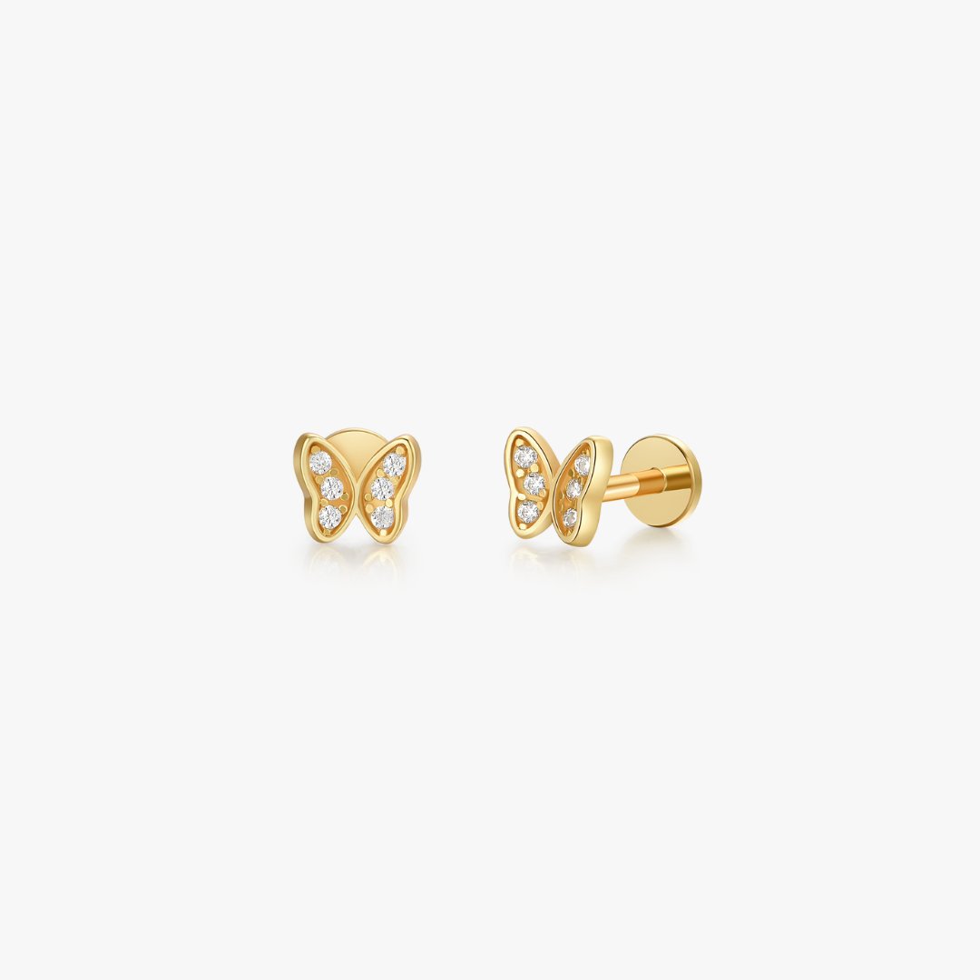Butterfly Threadless Flat Back Studs - Flaire & Co.