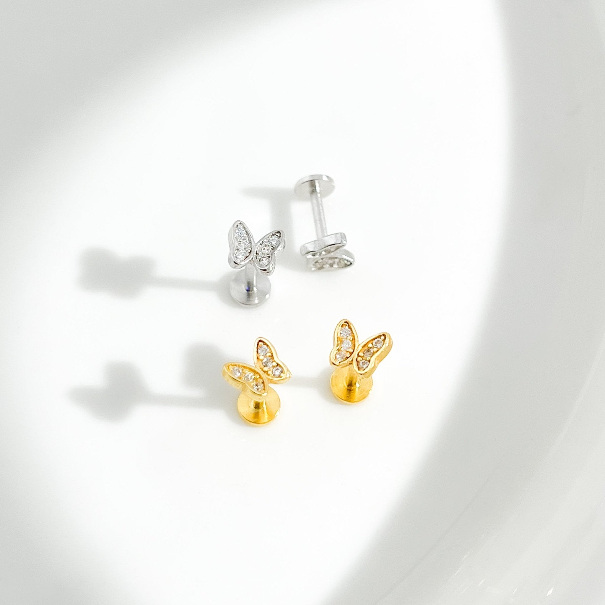 Butterfly Threadless Flat Back Studs - Flaire & Co.