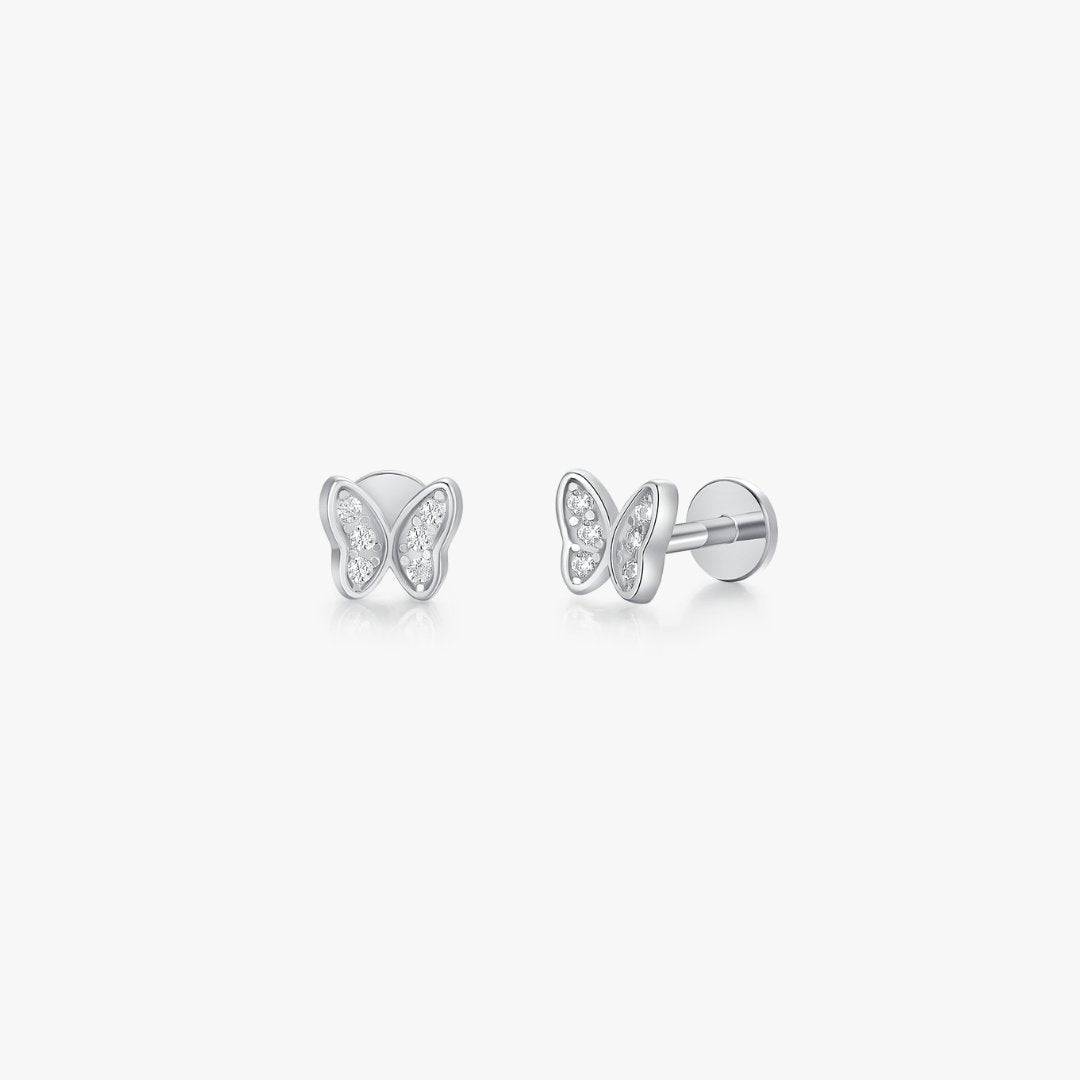 Butterfly Threadless Flat Back Studs