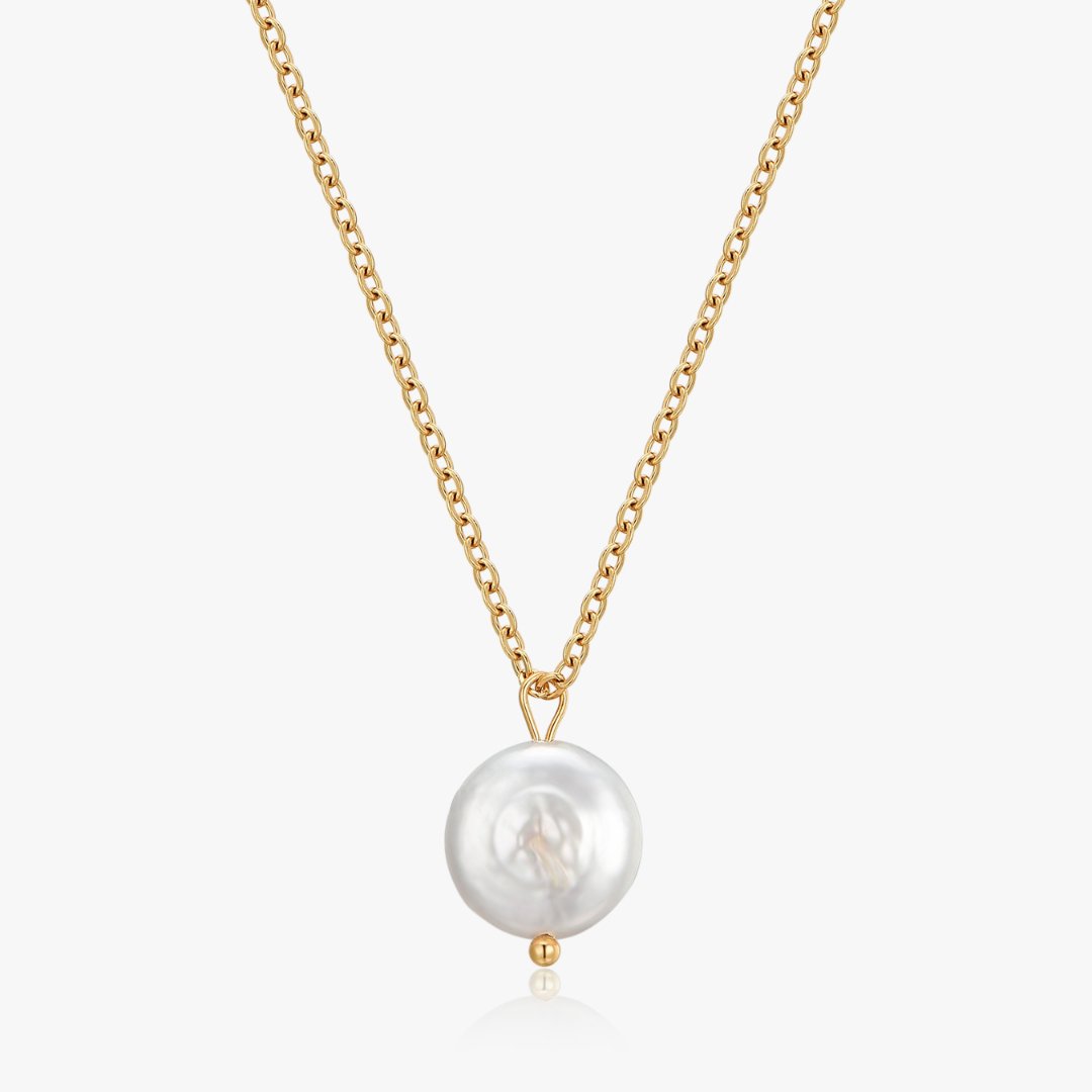 Button Pearl Necklace in Gold - Flaire & Co.
