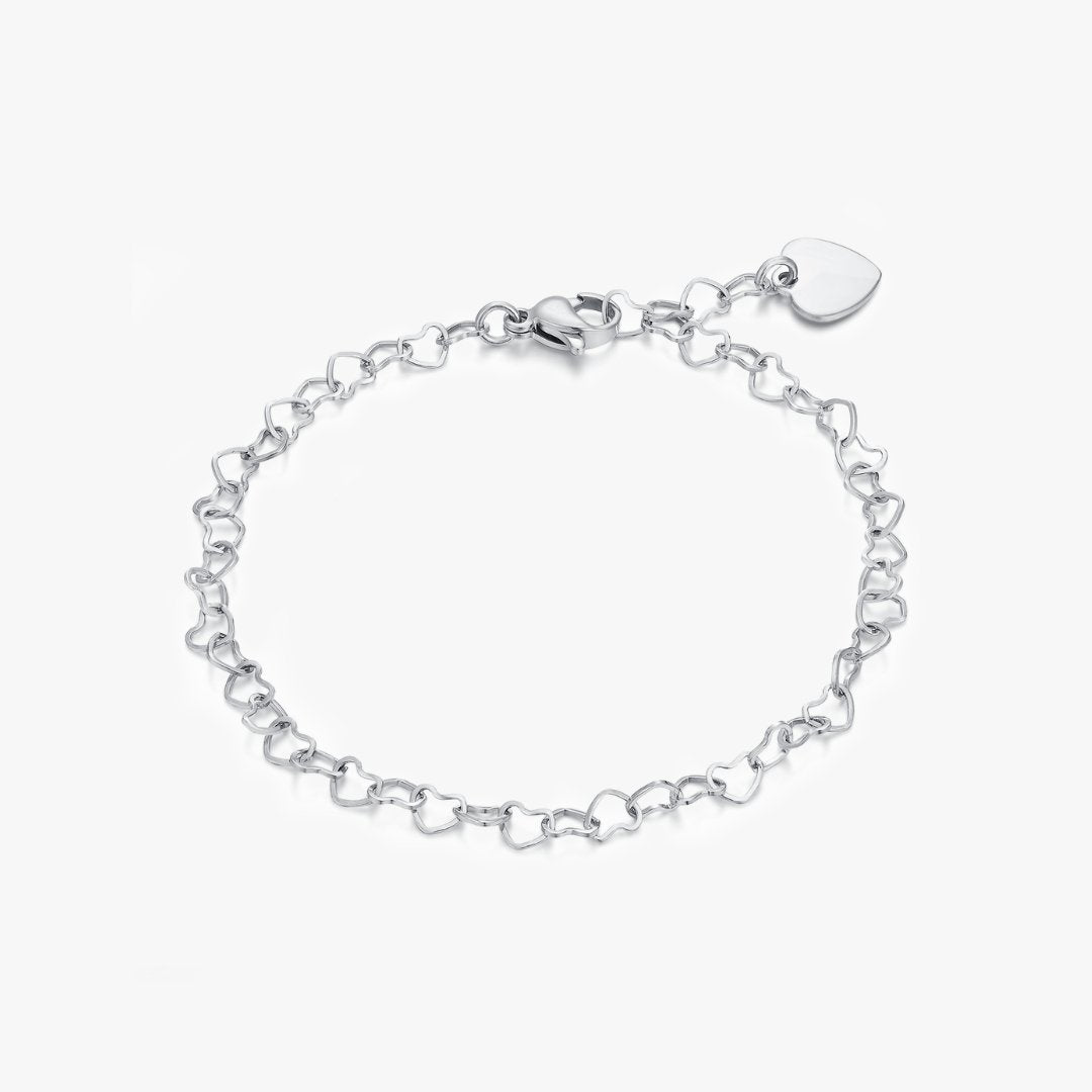 Celia Heart Chain Bracelet in Silver - Flaire & Co.