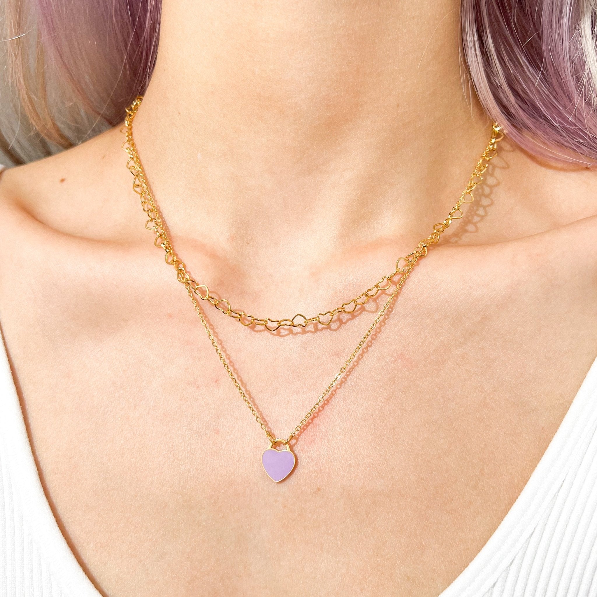 Celia Heart Chain Necklace in Gold - Flaire & Co.
