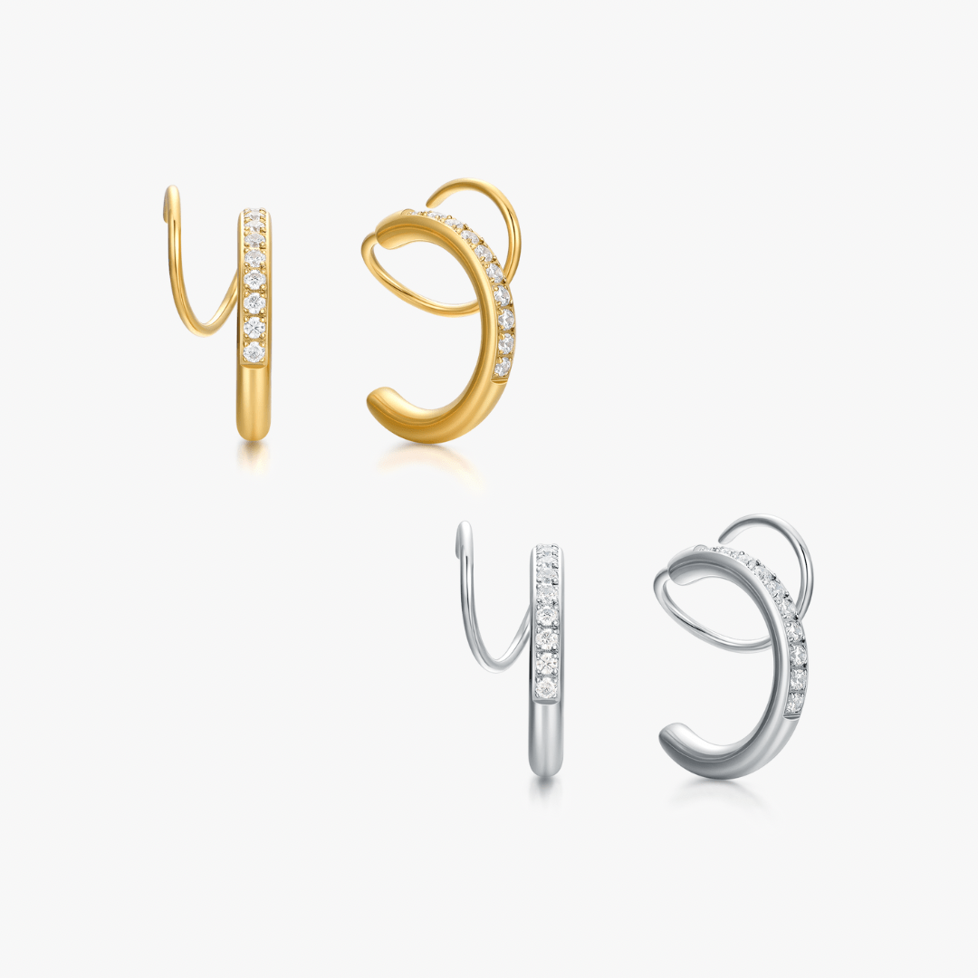 Crystal Aria Faux Double Hoops