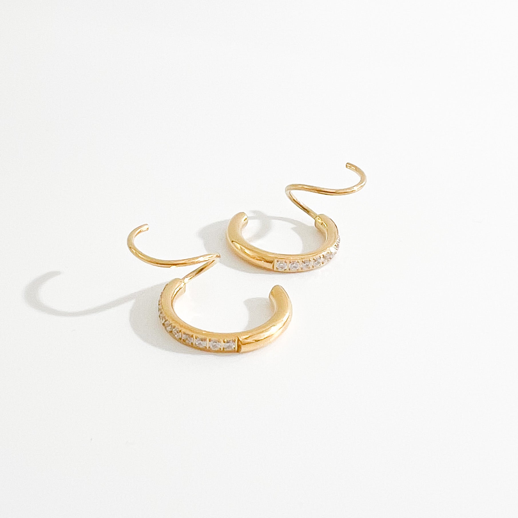 Crystal Aria Faux Double Hoops in Gold - Flaire & Co.